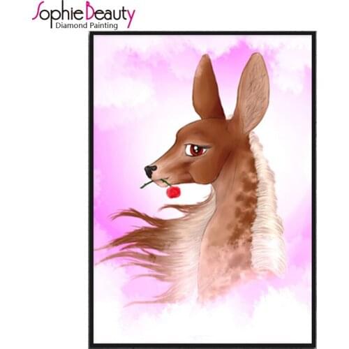 Sophie Beauty Diy Round Full Diamond Painting Cross Stitch Beaded Embroidery Color Deer Flower Square Handcraft Mosaic House Art