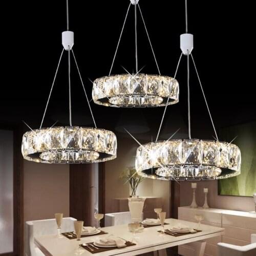 Lamp aisle dining pendant lights crystal LED modern minimalist restaurant round three crystal pendant SJ4150