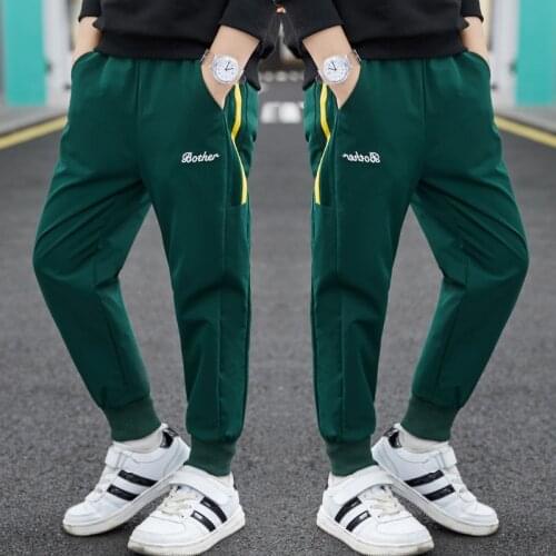 Green Spring Autumn Casual Pants Boys Kids Trousers Children Clothing Teenagers School Cotton Home Gift Beach High Quality