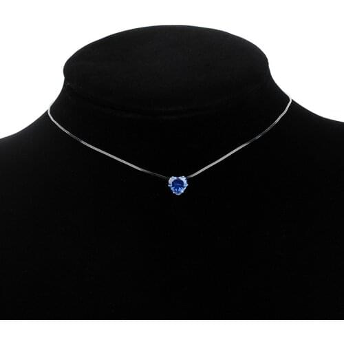 YEYULIN Transparent Heart Crystal Necklace Colorful Zircon Pendant Simplicity Necklace for Women Party Wedding Gift Jewelry