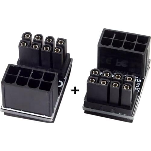 Zihan ATX 8Pin Female to 8pin Male 180 Degree AngledPower Adapter for Desktops Graphics Card