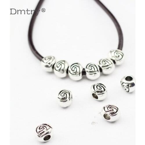 Dmtry 10pcs/lot Vintage Retro Rose Flowers Charm Big Hole Spacers Beads For Bracelet DIY Handmade Jewelry Findings Charms LC0140