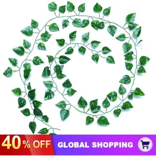 12 Strands Each 2.1m Artificial Ivy Leaf Plants Garland Fake Hanging Leaves Green for Wedding Party Garden Greenery Wall Decor