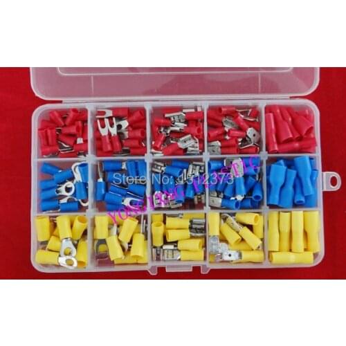 190 PCS/box cable connector splice insulated terminal block kit wire cable ferrules from 22-10AWG 18 size 3 color