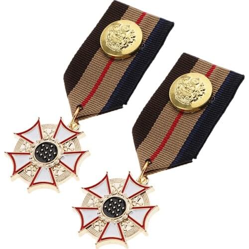 2pcs Geometric Medal Badge Collar Brooch Cosplay Uniform Corsage Jewelry