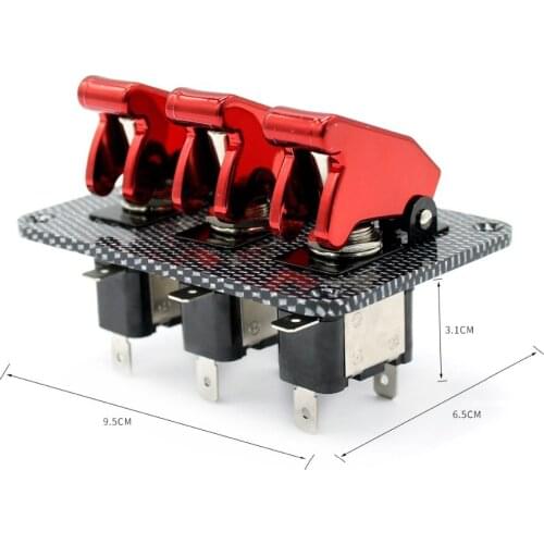 3 Way 12V Lights Toggle Switch Panel Carbon Fiber With LED Indicator Light for Race Car Engine Start Ignition