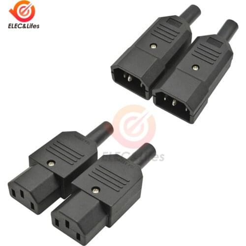 5Pcs AC-013A Male Female Power Plug Socket AC 250V 10A Female Power Adapter 3 Terminals IEC320 C13 AC Power Connector