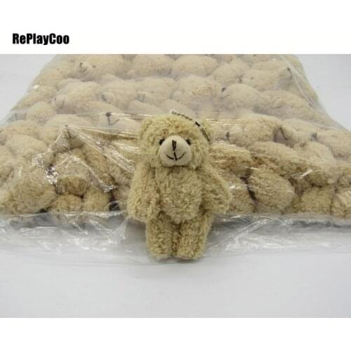 50PCS/LOT Mini Teddy Bear Stuffed Plush Toys 12cm Small Bear Stuffed Toys pelucia Pendant Kids Birthday Gift Party Decor08902