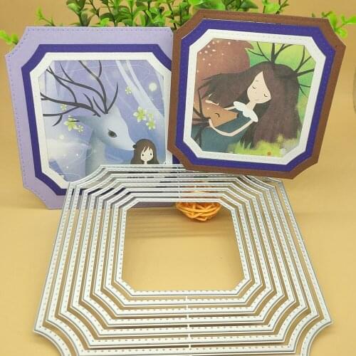 8-layer multi-layer square inner rounded photo frame decoration metal cutting mold scrapbook DIY handmade art