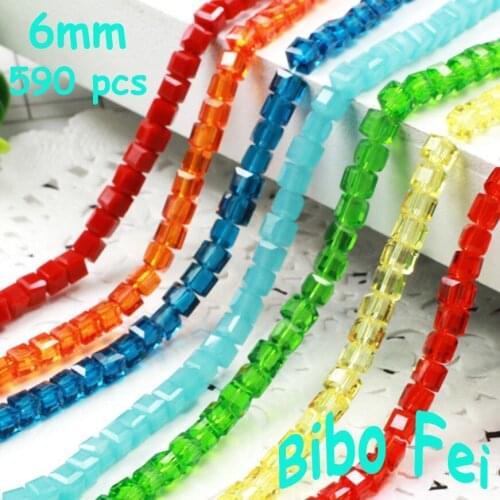 Free shipping multi color 6mm 590PCS Glass Czech crystal beads/Square crystal bead/ bracelet necklace Jewelry Making