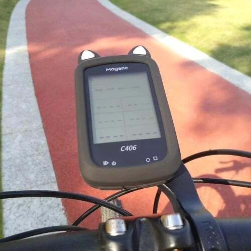 Magene C406 case Bike Computer Silicone Cover Cartoon Rubber protective case + HD film (For magene C406 Cover)