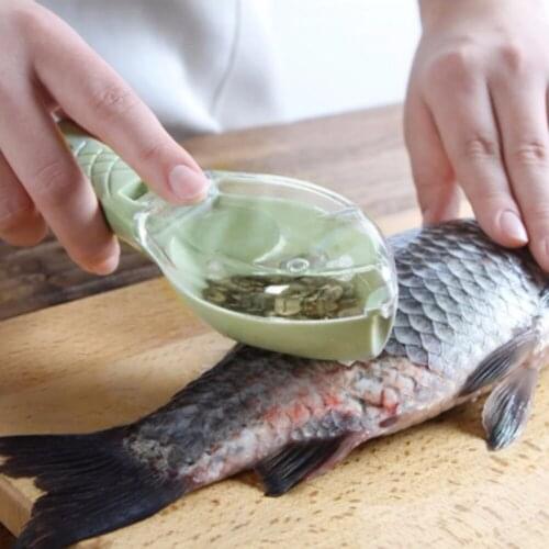 Fish cleaning scales with container fish brush removal scales cleaning tools kitchen supplies for home