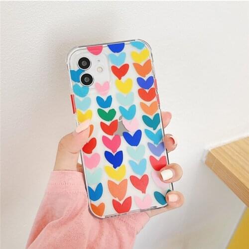 Ottwn Colorful Little Heart Heart Phone Case For iPhone 12 Pro Mini 11 Pro Max X XR XS 7 8 Plus SE 2020 Soft Silicone Back Cover