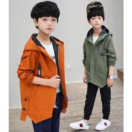 Childrens clothing boy cotton trench coat long style Korean casual autumn fashion jacket