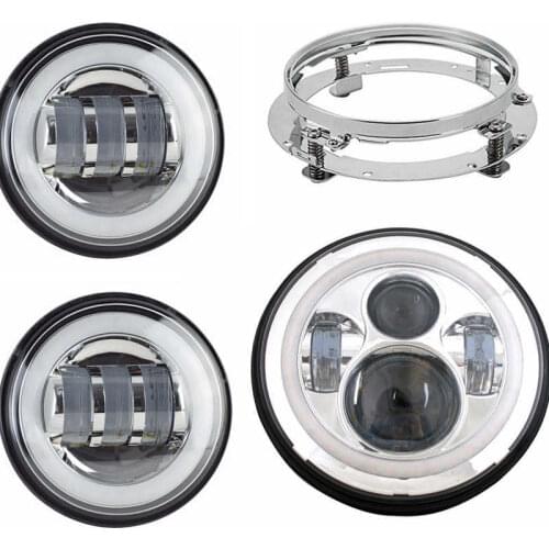For Harley 7 inch LED Headlight moto 4.5" Chrome LED Fog Light DRL Headlamp For Harley 7" Mounting Bracket