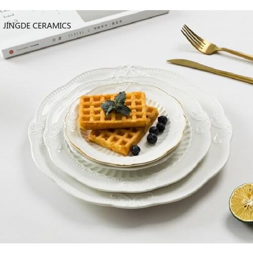 European Style Ceramic Phnom Penh Round Dish Plate Commercial Serving Tray Dinner Plates Salad Cake Dishes Kitchen Tableware