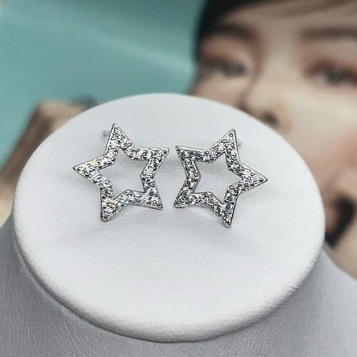 Huitan Stars Stud Earrings for Women with Shiny CZ Stone Delicate Girls Accessories Birthday Gift for Teens Trendy Jewelry Hot