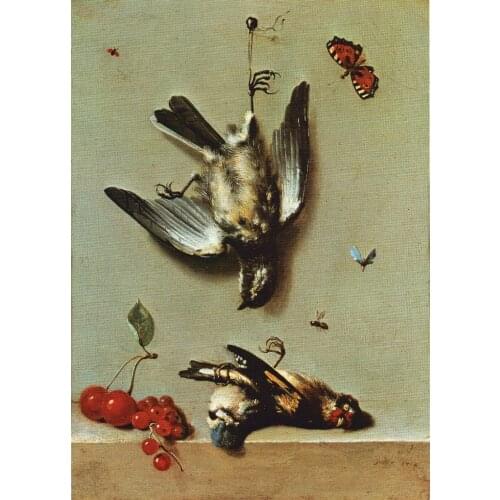 Oil Painting Reproduction,handmade oil painting,oiseux morts et cerises BY Jean-Baptiste Oudry,Still life,Museum quaity