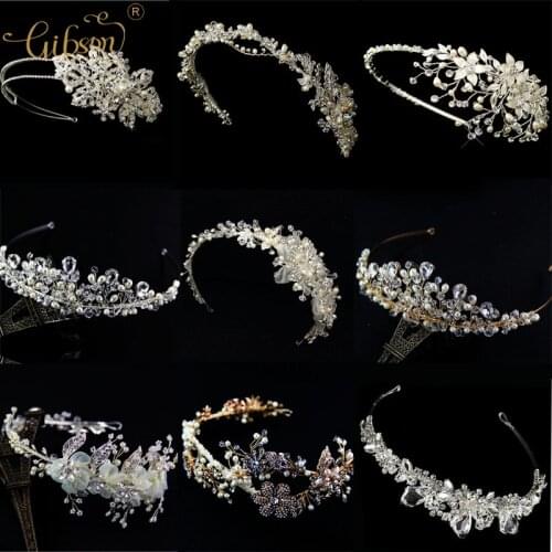 Retro Style Handmade Rhinestone and Pearl Princess Crown Royal Wedding Party Bride Tiara Beauty Pageant Crystal Head Ornament