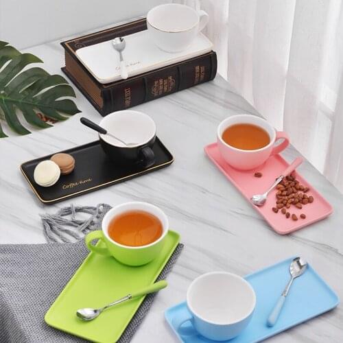 Creative Ceramic Coffee Cup Set White Black Blue Green European Style Breakfast Milk Afternoon Teacup Water Cafe Mugs