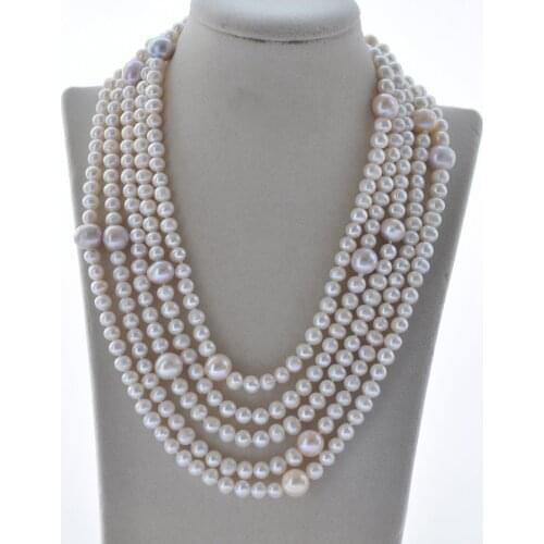 Z10578 33"~100" 12mm White Gray Round Freshwater Pearl Necklace