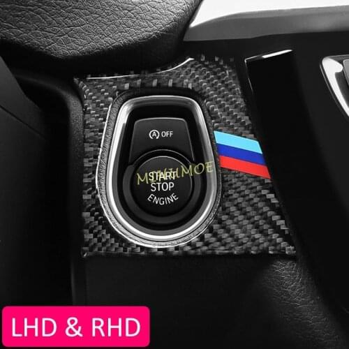 Carbon Fiber Engine Start Stop Switch Cover Trims For BMW 3 4 Series F30 F31 F34 F32 F33 F36 LHD