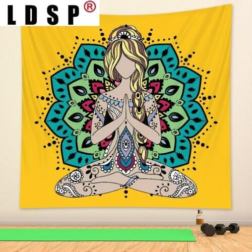 LDSP Indian Girl Yoga Mandala Tapestry Hanging Covering Rugs Background Cloth Beach Mat Blanket Art Bedroom Living Home Decor