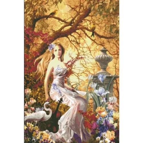 Beauty Girl Iris Flowers Big Version Top Quality Embroidery Needlework 14CT Unprinted Cross Stitch Kits DIY Handmade Home Decor