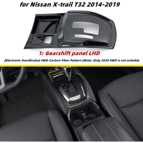For Nissan X-trail T32 X Trail Rogue Xtrail 2014-2020 Gear Center Control Shift Panel Stickers ABS Cover Shift Panel Cup Holder