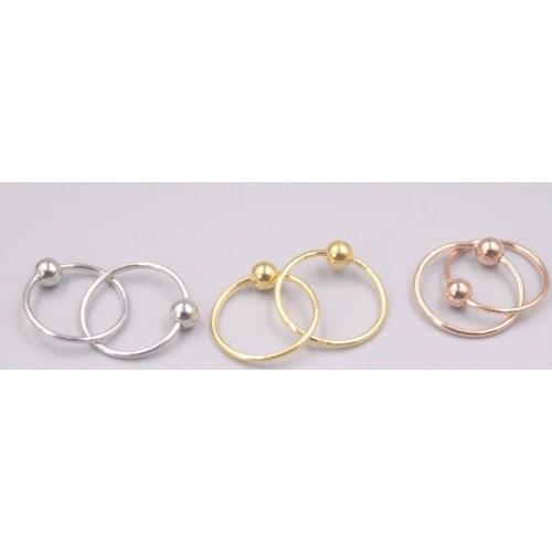 Real 18K Rose Gold Earrings Hoop For Women Smooth Furface Beads Gold Earrings 10mmDia Gift New Best Gift Circle