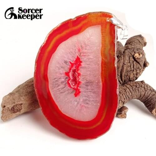 Natural Gem Stone Jewelry Multi-color Rough Art Botswana Agates Slice Beads Pendant Necklace New Trendy Gift for mens BD264