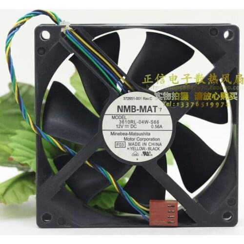 NMB-MAT 3610RL-04W-S66 DC 12V 0.56A 92x92x25mm 4-Wire Server Cooling Fan