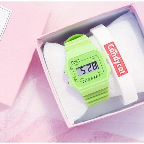 2020 New Fashion Childrens Silicone Watch Digital Green Watch Women Watches Unisex Male Watch Rectangle Children Sport Watches