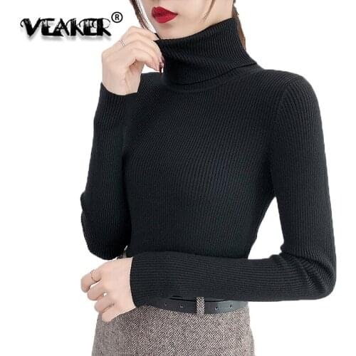2018 Autumn New Womens Turtleneck Sweaters Black Gray Sexy Slim Fit Knitted Pullovers Solid Color Casual Sweater Brand Knitwear