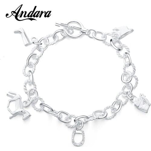 New 925 Sterling Silver Bracelet Fashion Pendant Bracelet Men & Women Jewelry Gift