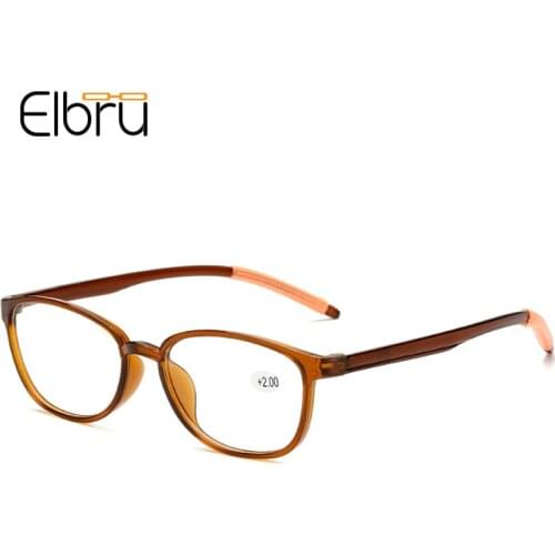 Elbru Men Women Vintage Reading Glasses Resin HD Lens Presbyopia Glasses Ultralight TR90 Hyperopia Eyeglasses Diopters +1.0 +4.0