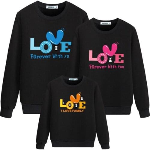 Family Matching Clothes Outfits Autumn Mother Kids Hoodies LOVE Pattern Mom Daughter Son Tops Sweaters Family Clothing CA105