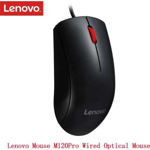 Original Lenovo Mouse M120Pro Wired Optical Mouse with 1000DPI Red Rubber Roller for Home Office Using for Desktop Laptop PC