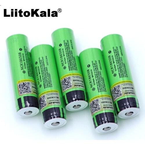 5PCS Liitokala original NCR18650B 3.7V 3400mAh 18650 rechargeable lithium battery for Panasonic flashlight battery Bonus cap