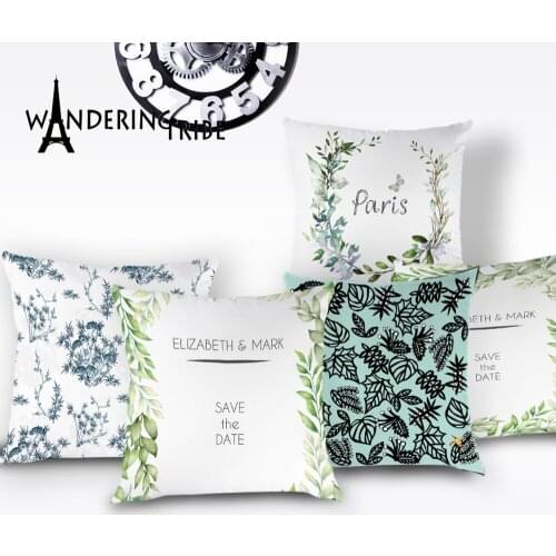 Vintage Flower Cushion Case Plant Floral Pillow Cover Cactus White Decorative Cushions Covers Home Decor Sofa Bed Pillows Cases