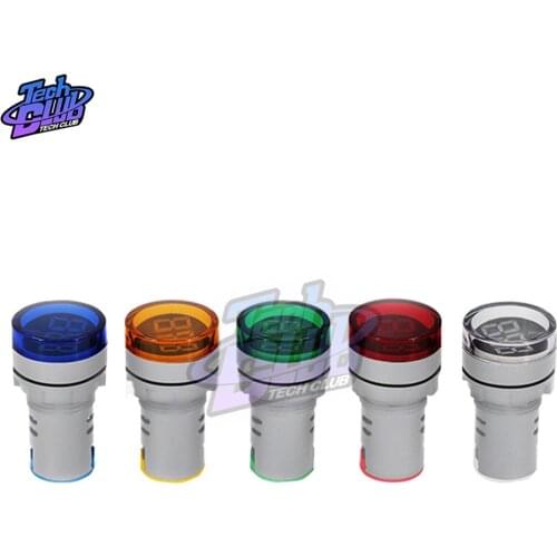 Mini Digital Voltmeter Ammeter 22mm Round AC 60-500V 0-100A Amp Volt Voltage Tester Meter Dual LED Indicator Pilot Lamp Light