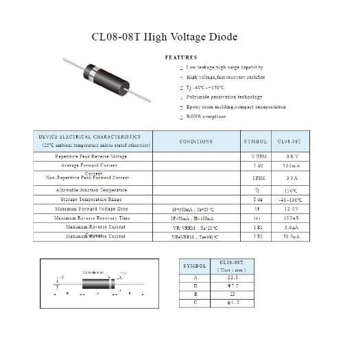 High voltage CL08-08 rectifier diode