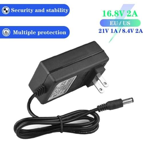 Lithium Battery Charger DC 5.5 * 2.1MM 21V 1A 8.4V 2A 16.8V 2A 18650 EU/US Plug 100-240V Lithium Li-ion Battery Wall Charger