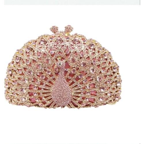 Elegance Hollow Out Flower Jet Black Crystal Women Evening Bags Metal Shoulder Handbag Minaudiere Clutch Bridal Wedding Clutches