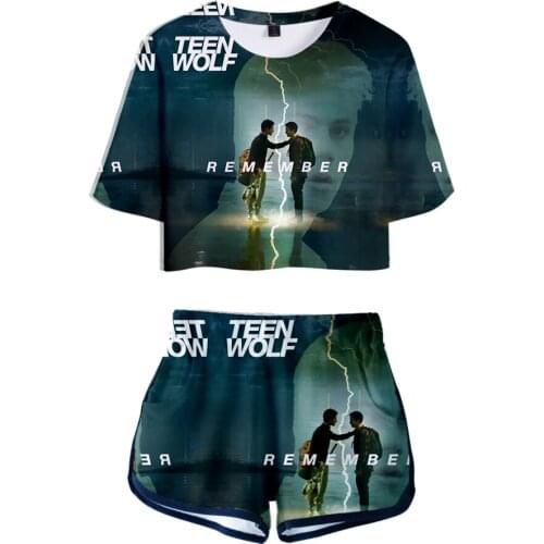 Teen Wolf Science Fiction 3D Print Custom Tracksuit Women Two Piece Set Summer Short Sleeve Tops+Shorts Girls Casual Streetwear