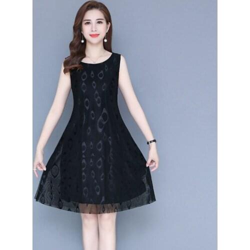 2021 Fashion Summer Clothes Women Sleeveless Dress Solid Double-Layer Plus Size Loose Bottoming Vest Dress Medium-Length KW1109