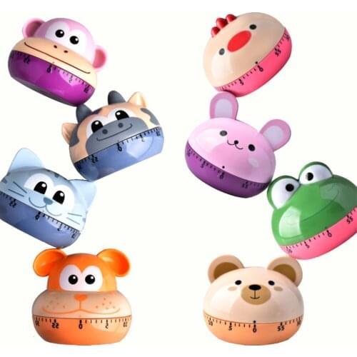 1PC New Kitchen Timer 60min Alarm Clock Kitchen Scale Timer Dining Kitchen Tool Cartoon Animal Cooking Timer Machine Dial Timer