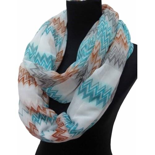 10pcs/lot Multi Colors Chevron Print Womens Infinity Scarf,Free Shipping