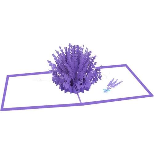 10pcs Wholesale 3D Handmade purple Cover Lavender Paper Greeting Card PostCard Birthday Party Girlfriend Valentines Day Gift