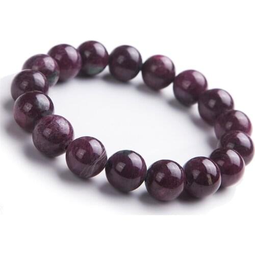 12mm Natural Genuine Red Zoisite Gem Crystal Round Beads Jewelry Fashion Women Femme Charm Stretch Bracelets